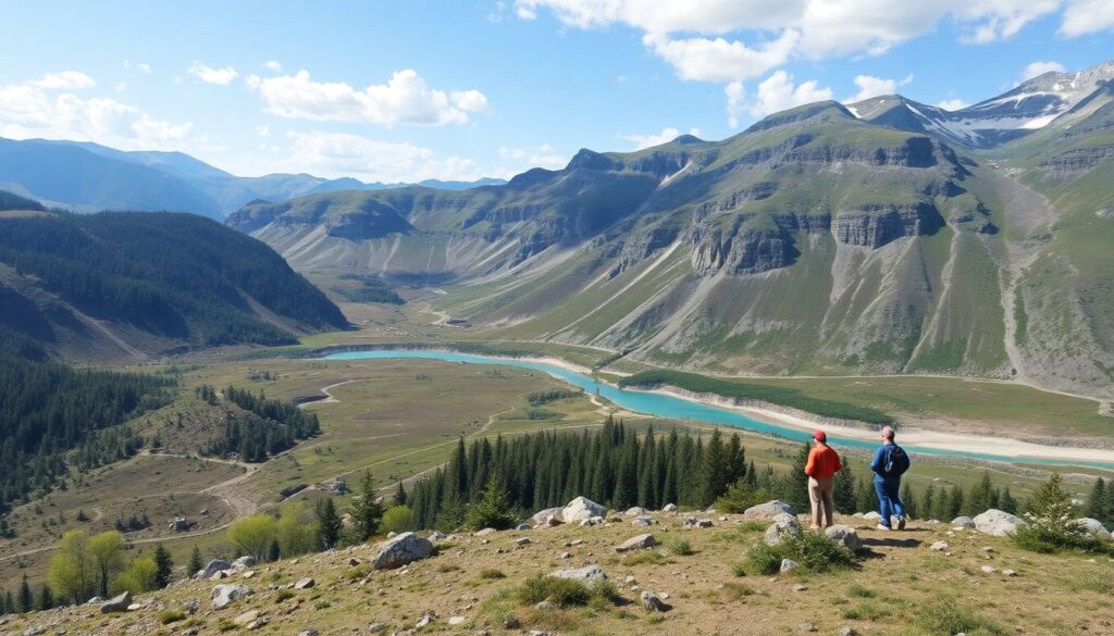 Маршруты по регионам с уникальными ландшафтами и водами - иллюстрация