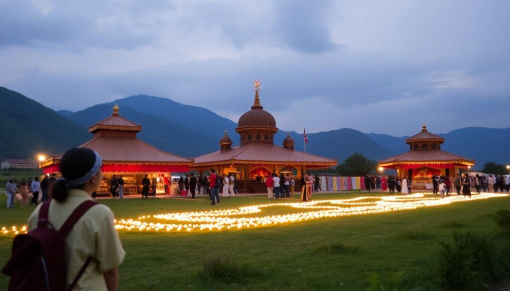 Маршруты по регионам с яркими культурными событиями и фестивалями - иллюстрация