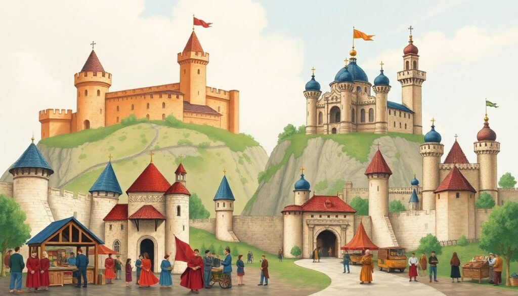 Путешествия по России: маршруты вокруг старинных крепостей и башен - иллюстрация