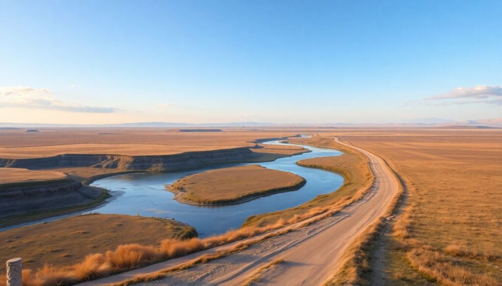 Путешествия по России: маршруты по степям и саванам вдоль рек - иллюстрация