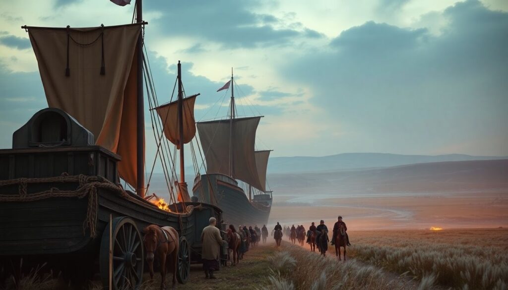 Путешествия по России: маршруты по степям и саванам вдоль рек - иллюстрация