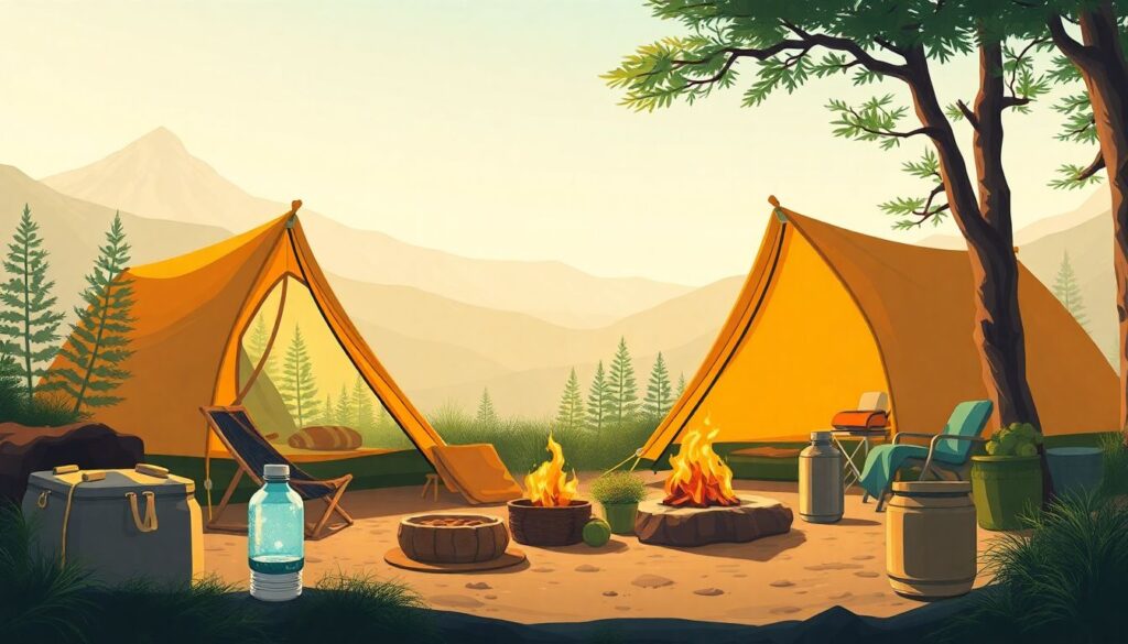 Путешествия по России: маршруты по рекам и озерам с палатками - иллюстрация