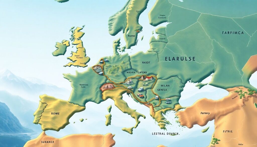 Истории маршрутов: путешествия по легендарным трассам и автострадам - иллюстрация