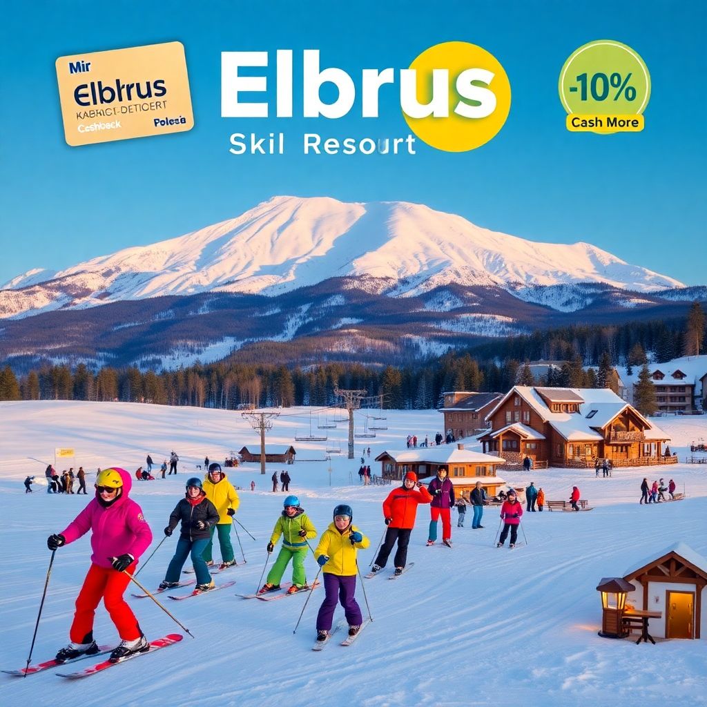 Горнолыжный курорт Эльбрус: кешбэк 10% по карте Мир за ски‑пассы онлайн