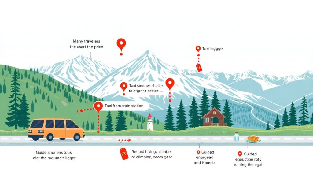 Путешествия по России: маршруты по южным горам и долинам - иллюстрация