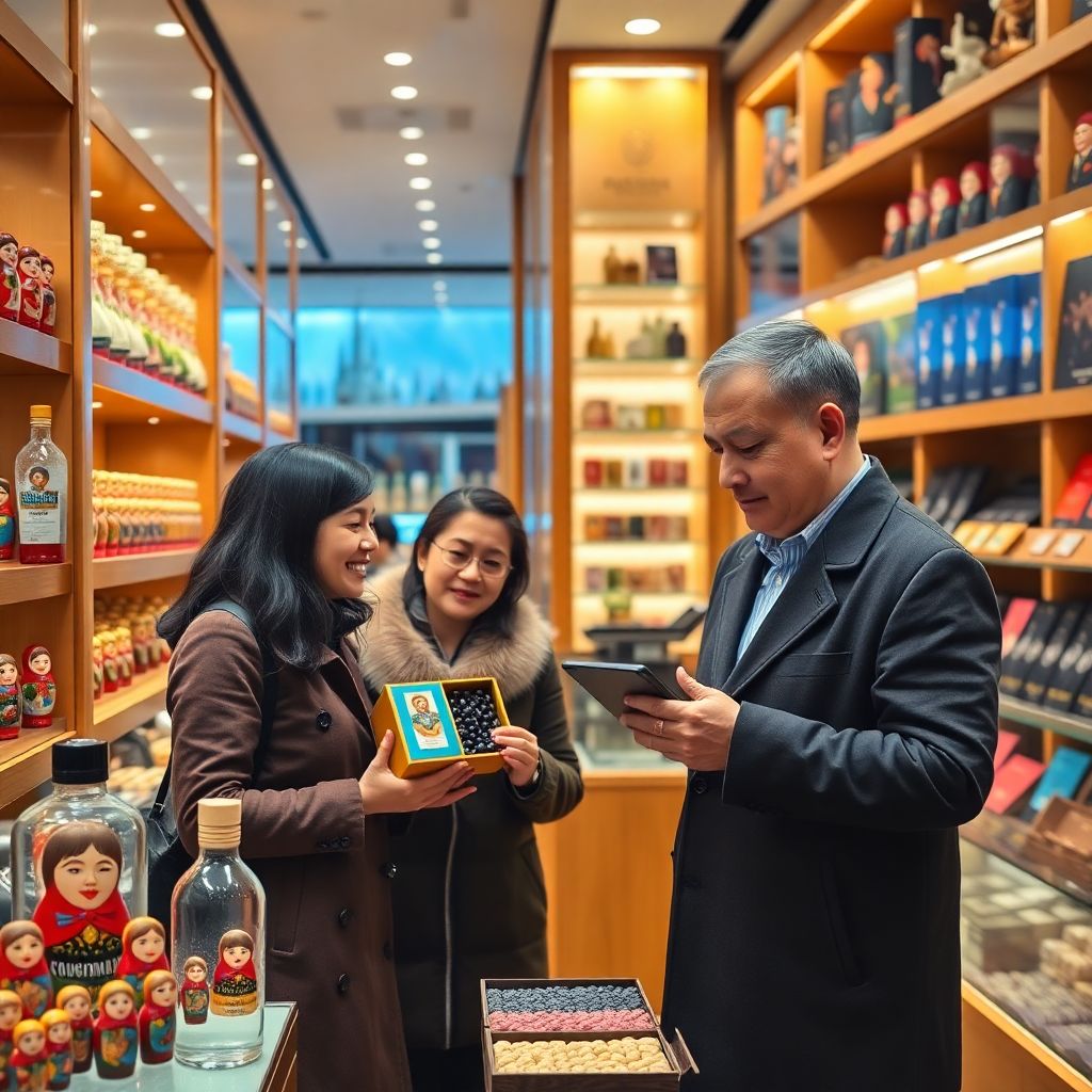 Сувениры для китайских туристов в Москве: матрёшки, икра, водка и шоколад «Бабаевский»