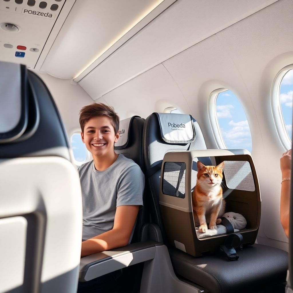 Авиакомпания Победа: перевозка животных в салоне, услуга «Питомец на кресле»