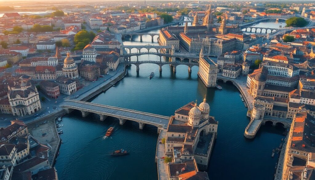 Истории маршрутов: маршруты по древним городам над водой - иллюстрация