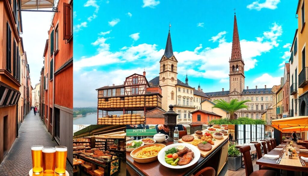 Гастрономические маршруты: дегустации блюд национальных кухонь и напитков - иллюстрация