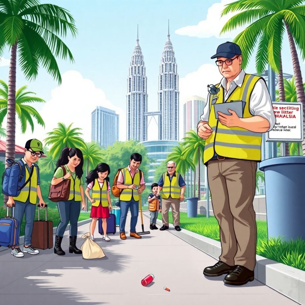 Малайзия штрафует туристов за мусор и заставляет убирать улицы